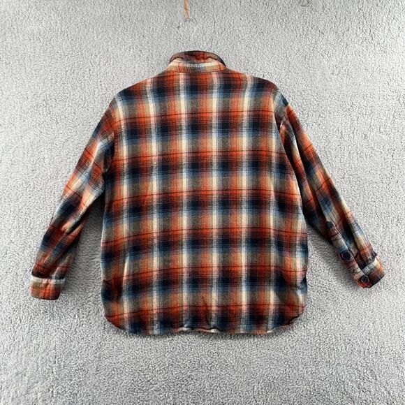 Angie Women's Flannel Top Size Small Plaid Buttoned Cropped Shacket blue orange - Picture 4 of 12
